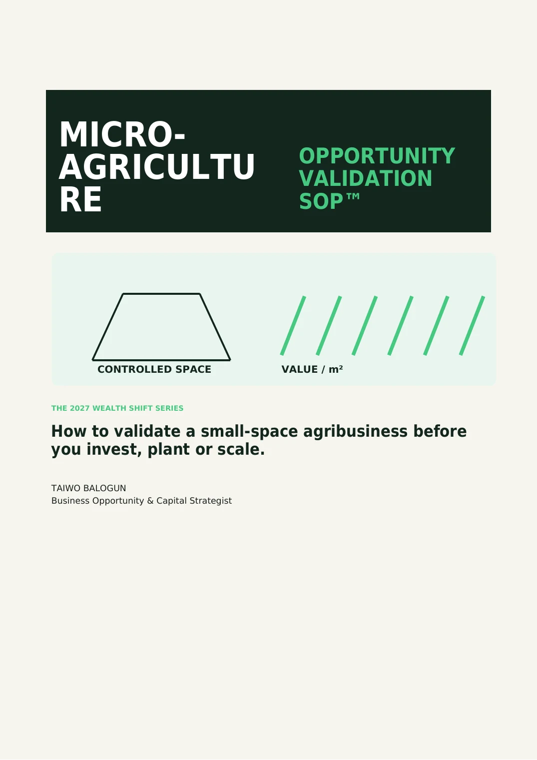 Cover of the Micro-Agriculture Opportunity Validation SOP 2027 Edition